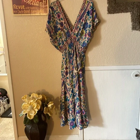 TDDPSHOP Brand Free People look a like very flowy maxi dress Sz L - Picture 4 of 4